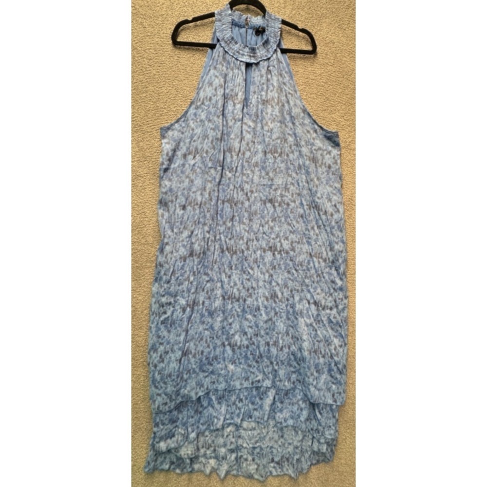 Gabrielle 3X Blue Tie Dye Halter Dress Boho Layered Ruffle Plus‎